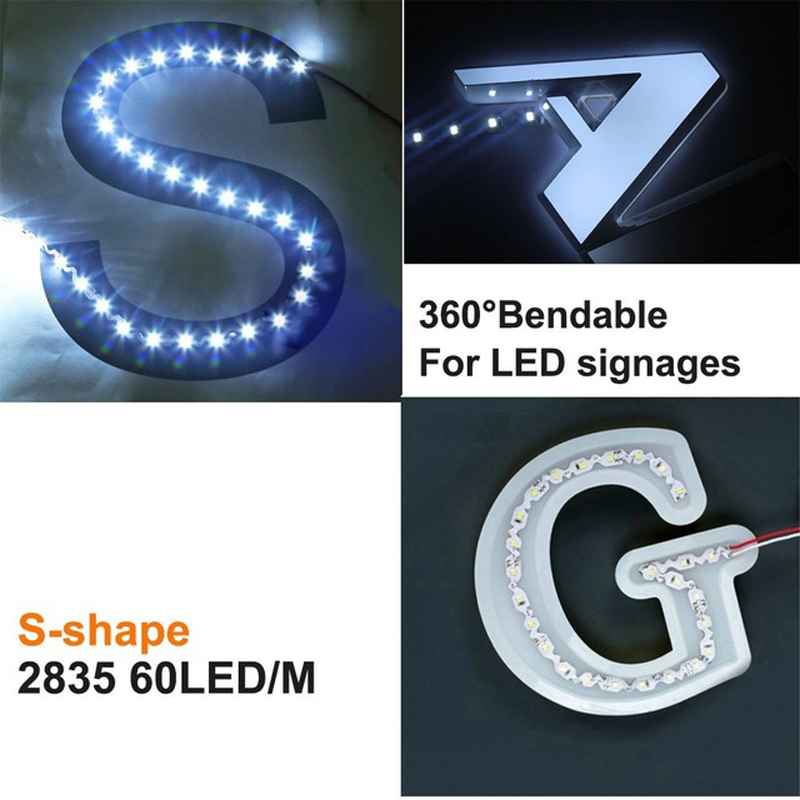 New Arrival Bespoke Design IP20 Smd 2835 S Shape LED Bendable LED strips Flexible LED Strip 360 Degree