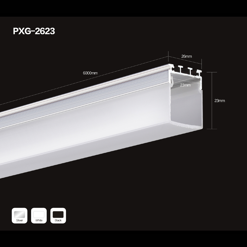 LED profile aluminum channel system with cover and end caps for LED strip installations