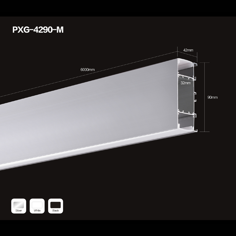 Silver anodized 6063 T5 aluminium U profile for LED lighting